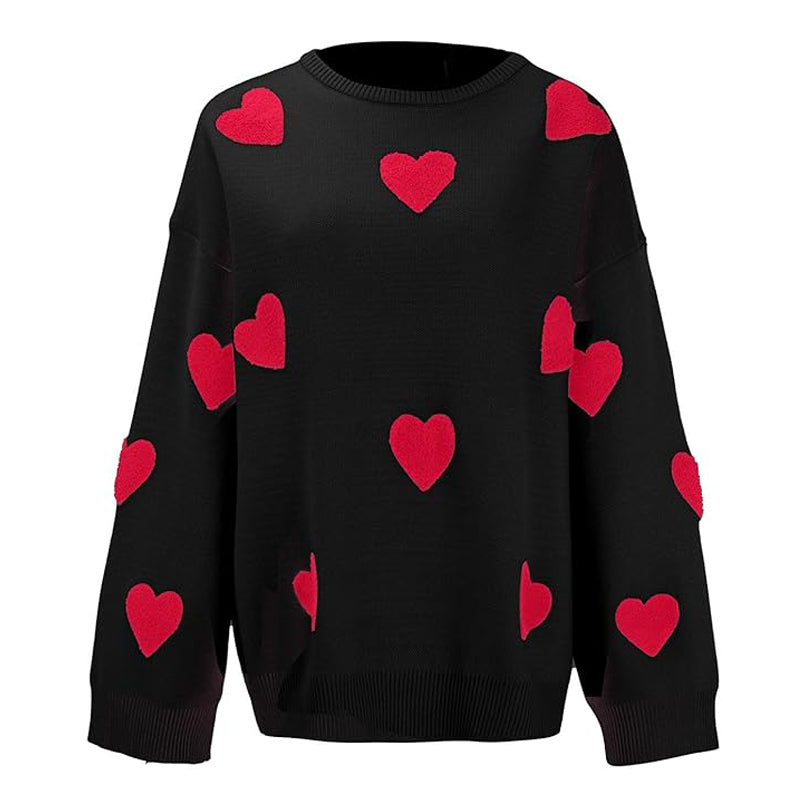 Printed Heart Knitted Sweater