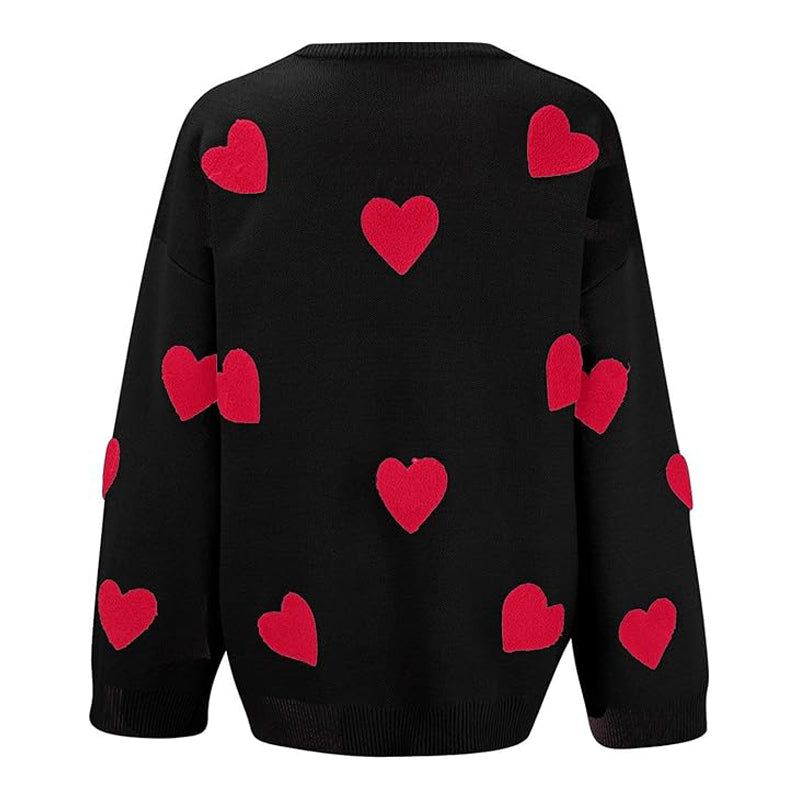 Printed Heart Knitted Sweater