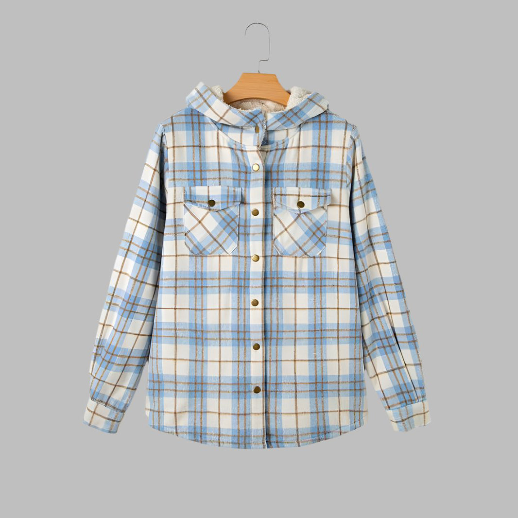 Plaid Hooded Casual Outerwear