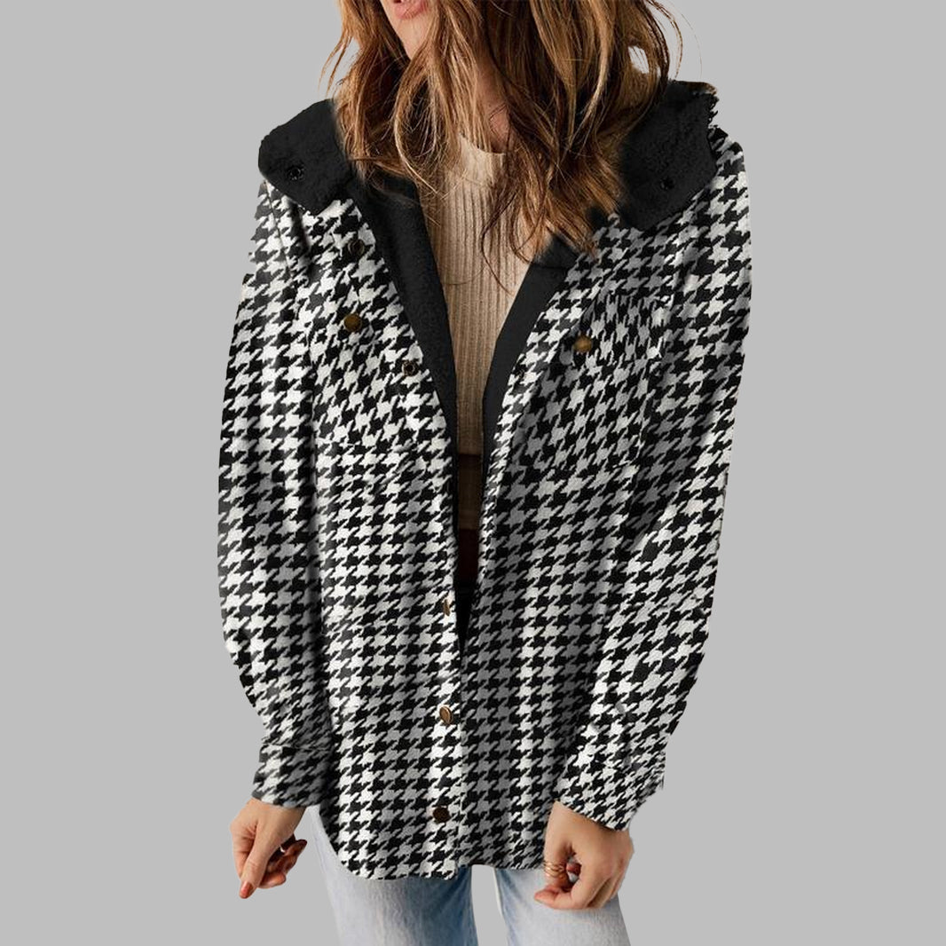 Plaid Hooded Casual Outerwear