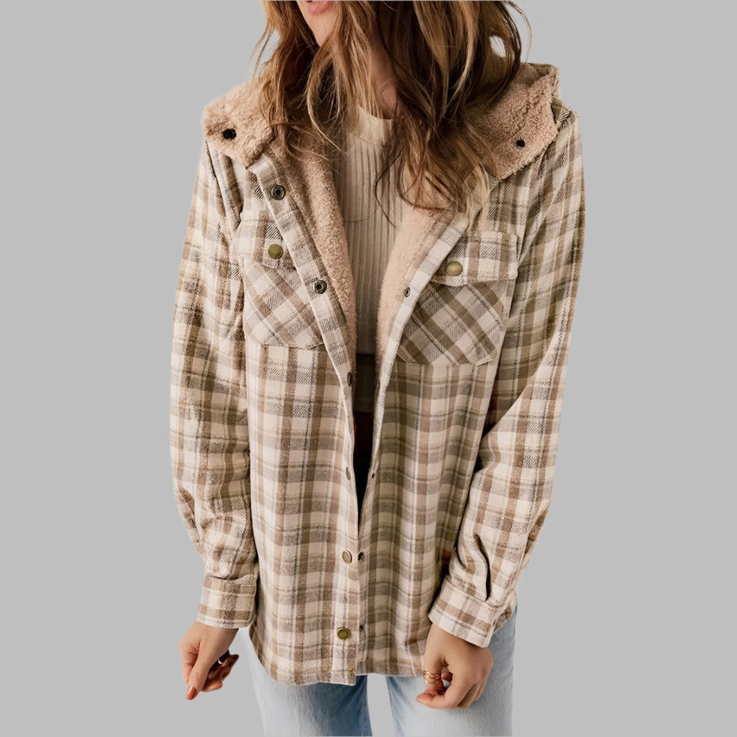 Plaid Hooded Casual Outerwear