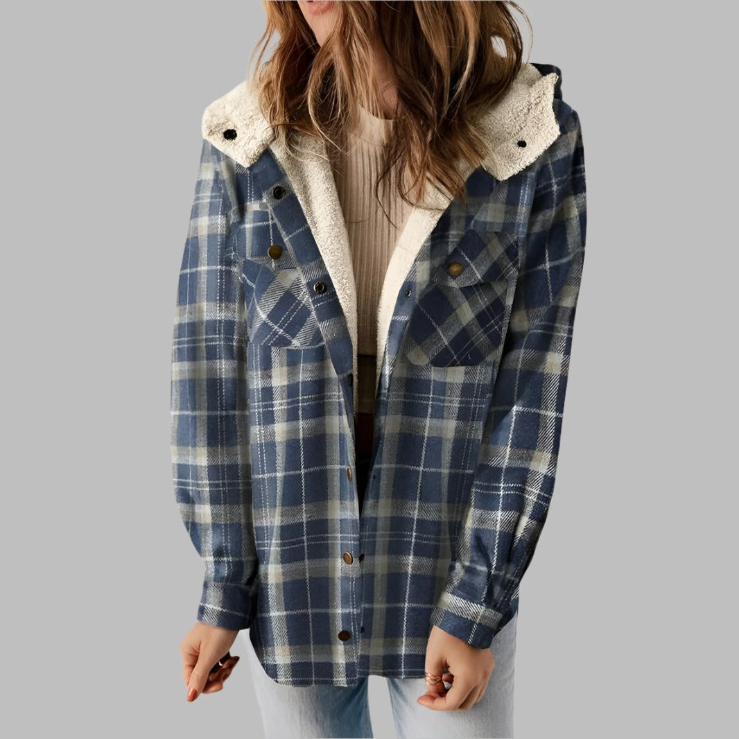 Plaid Hooded Casual Outerwear