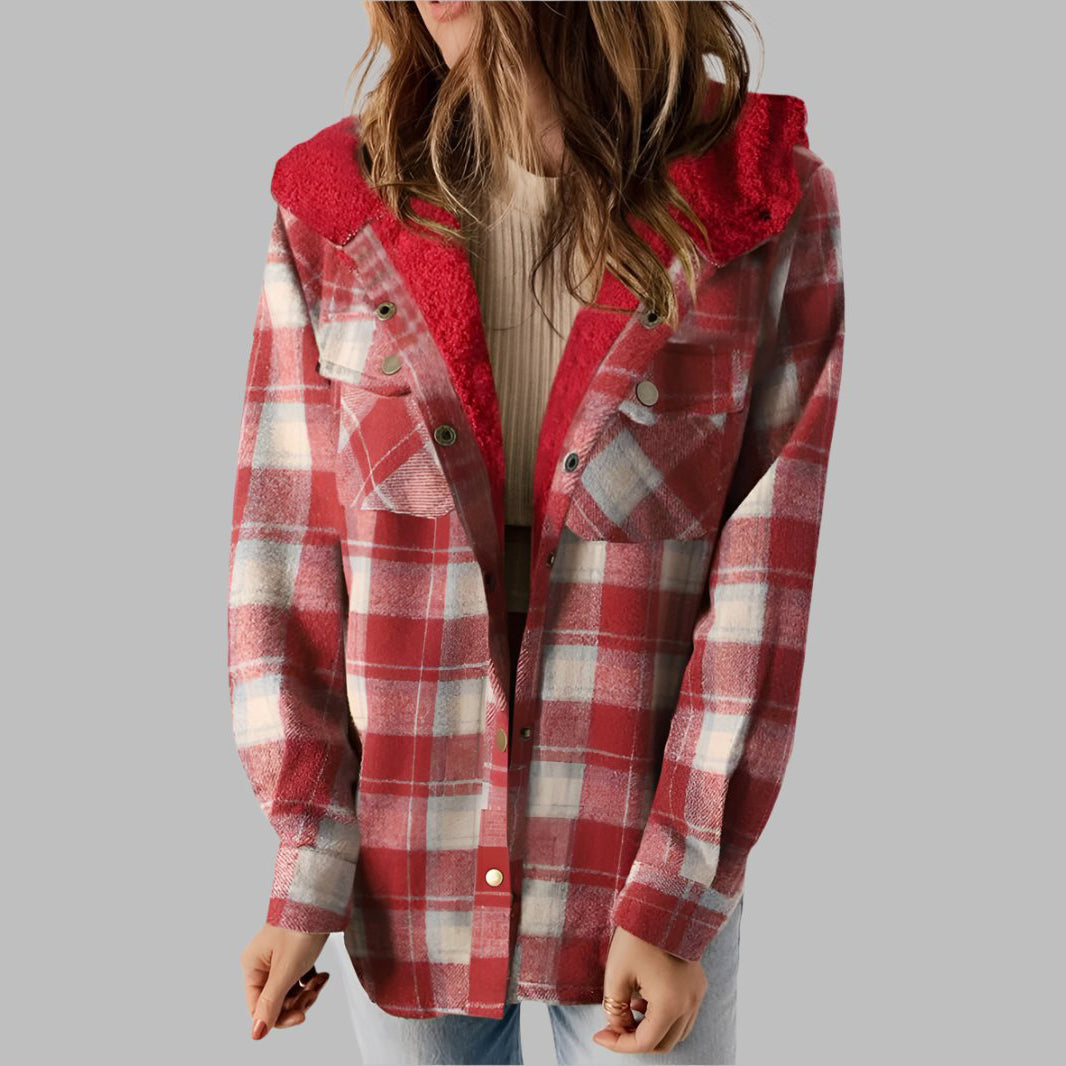 Plaid Hooded Casual Outerwear