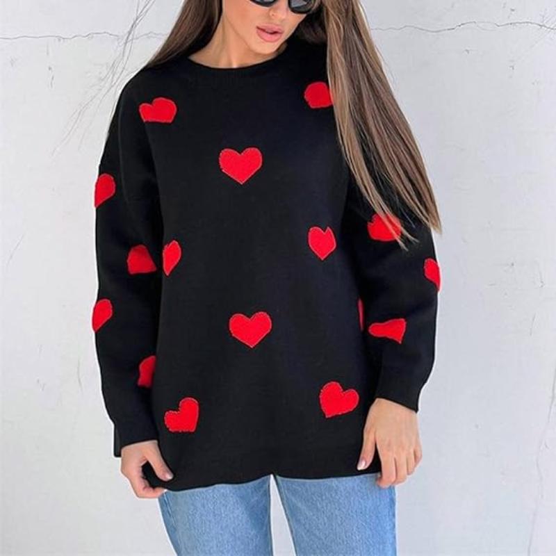 Printed Heart Knitted Sweater