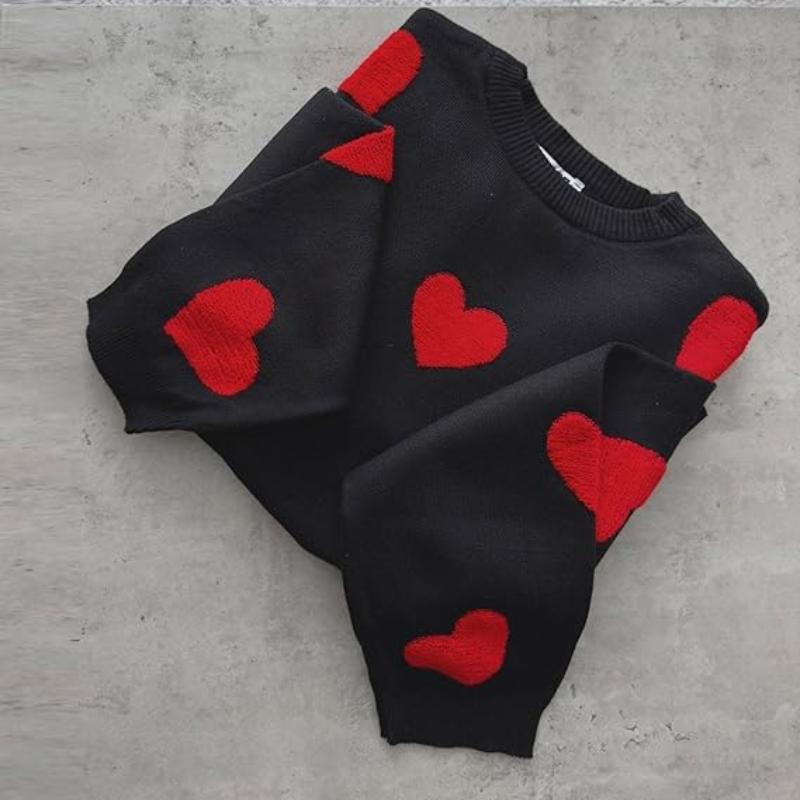 Printed Heart Knitted Sweater